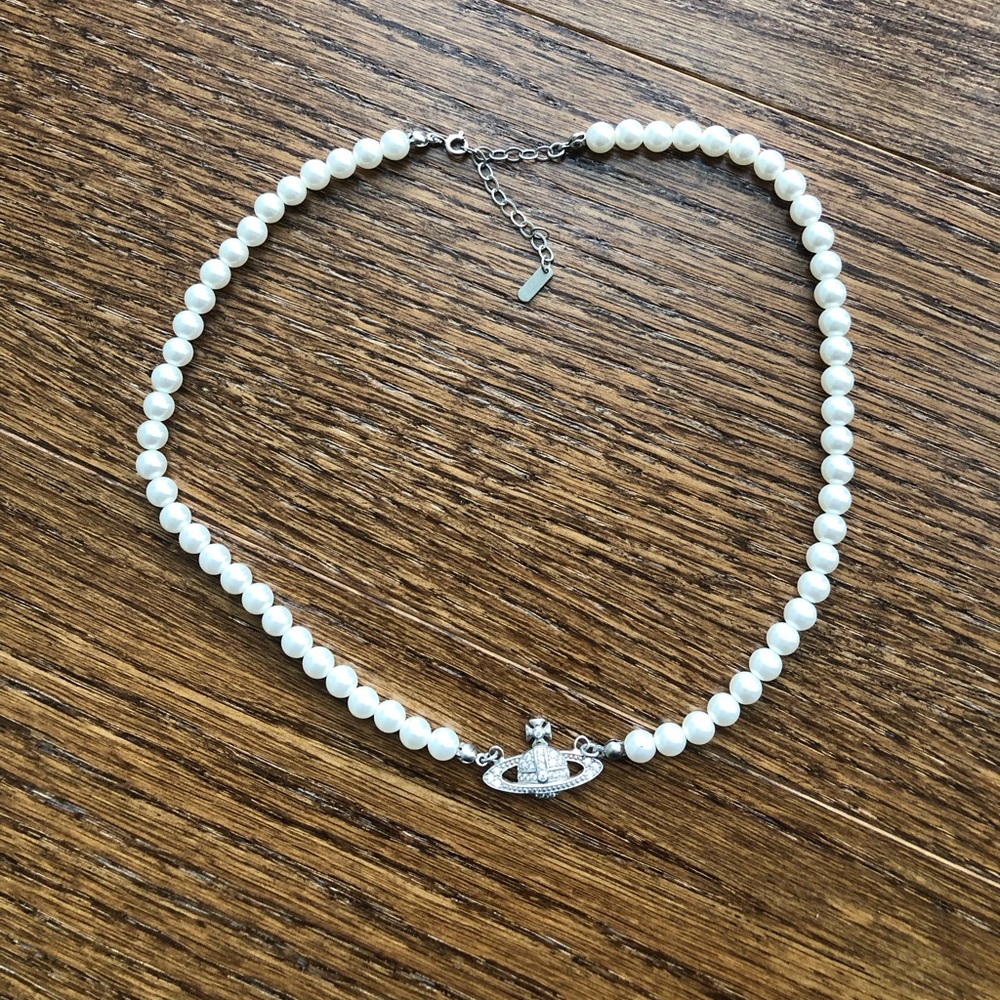 Sterling silver pearl orb necklace